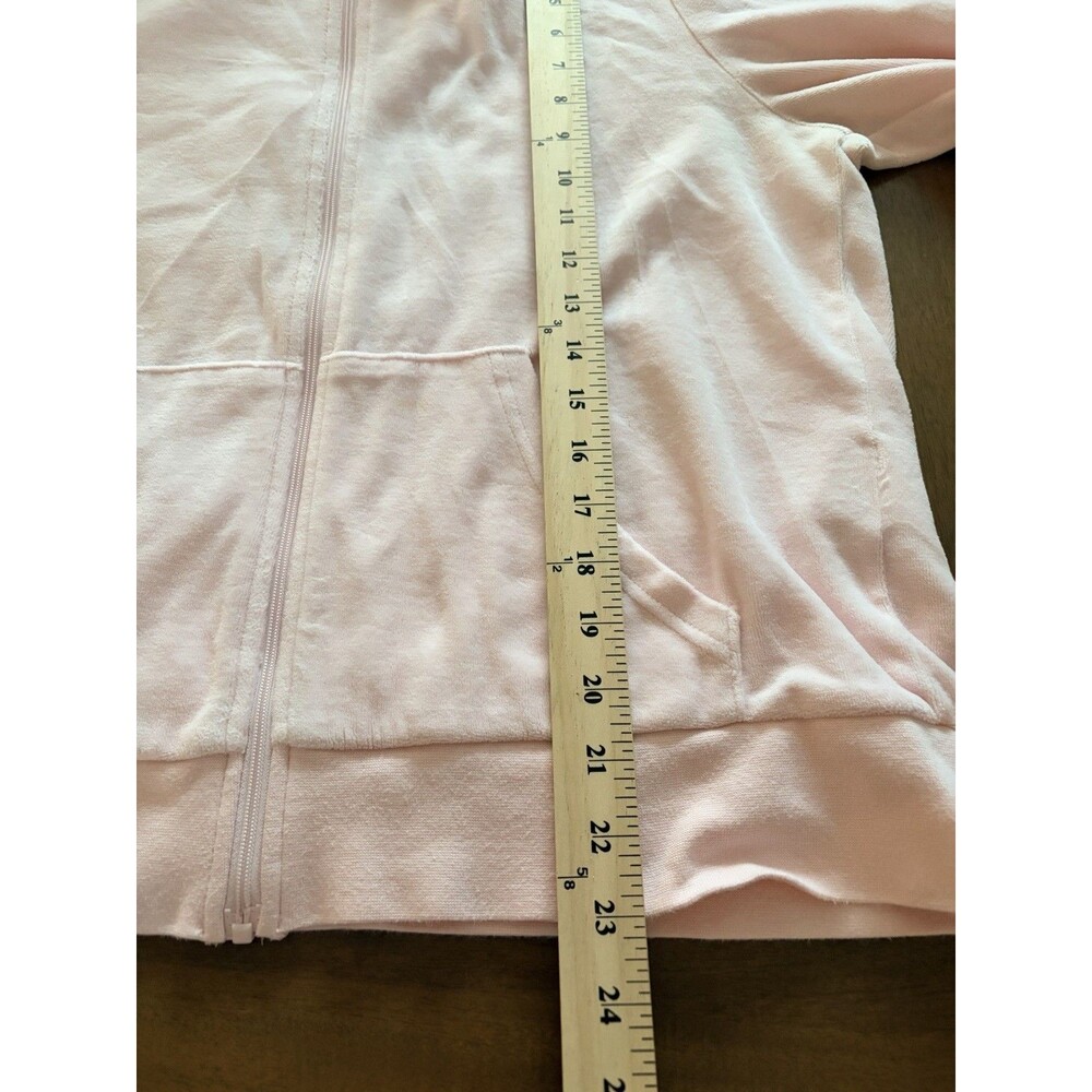 Juicy Couture Pink Velour Full Zip Hoodie Women XL Silver Zip Y2K Track Jacket - Picture 11 of 11